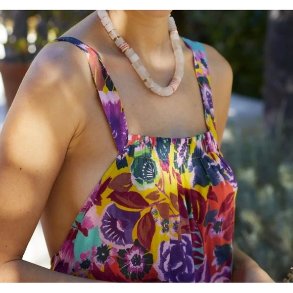 Anthropologie Dresses & Skirts - Anthropologie Printed Maxi Dress Cover Up Womens Medium Multi Color Strappy Back
